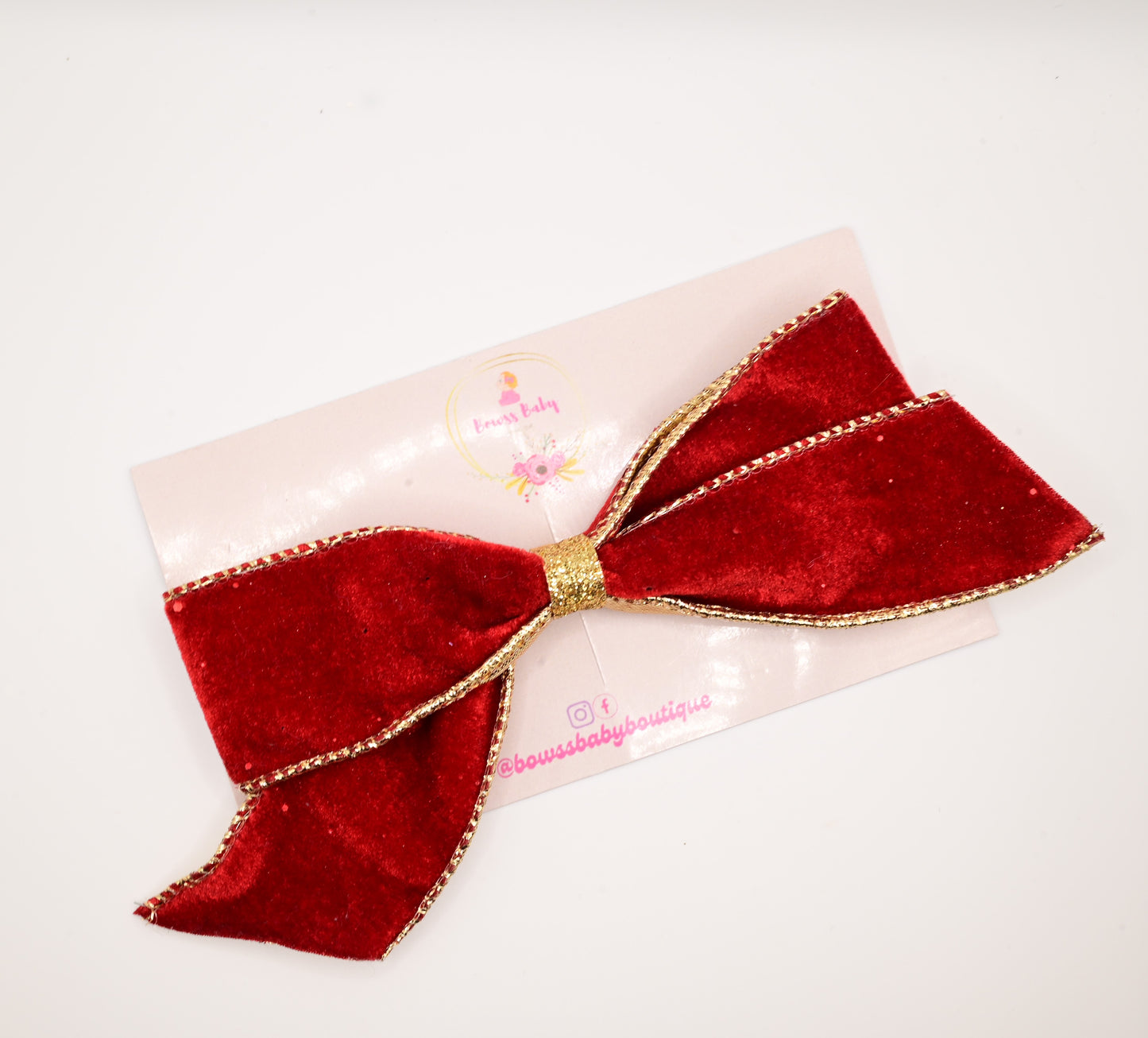 Velvet Gold & Red- Large bow