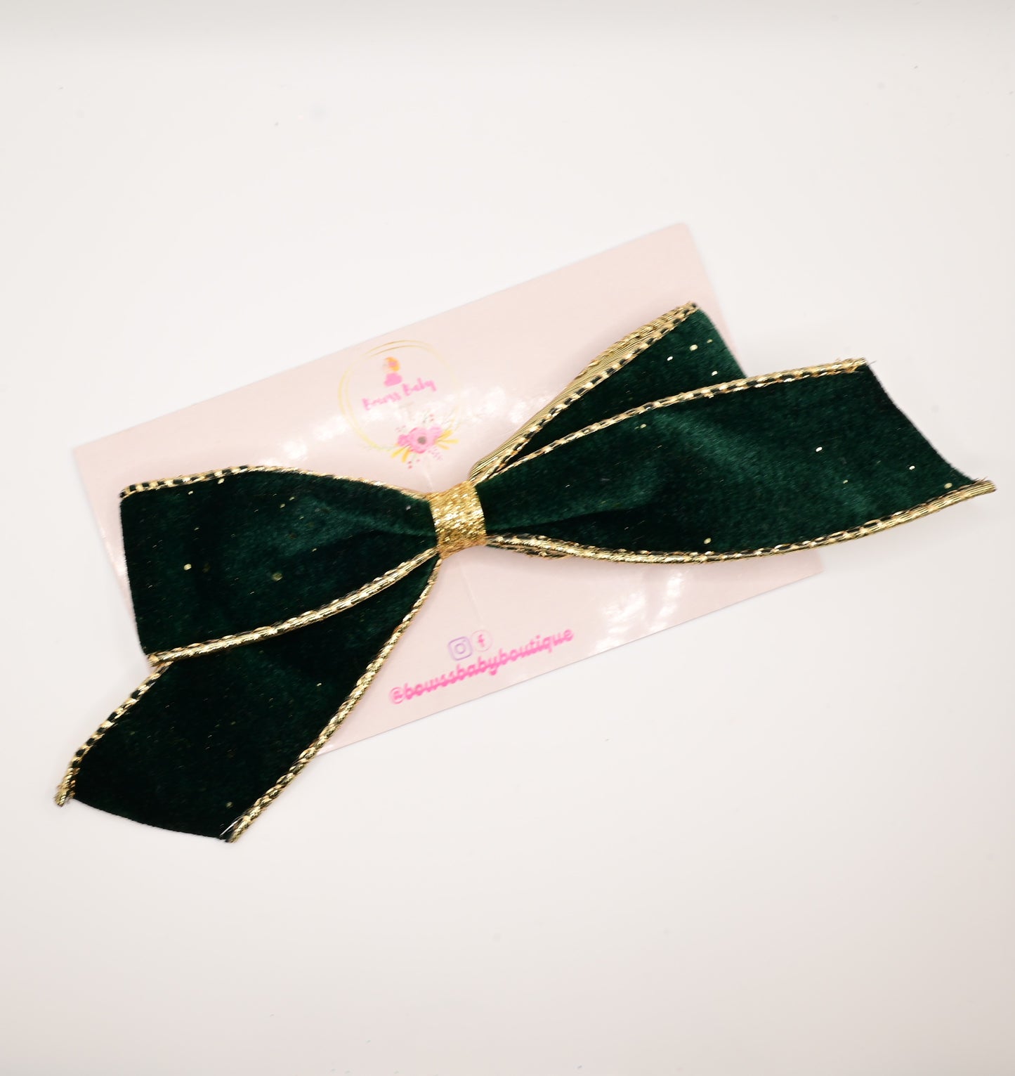 Velvet Green & Gold- Large bow