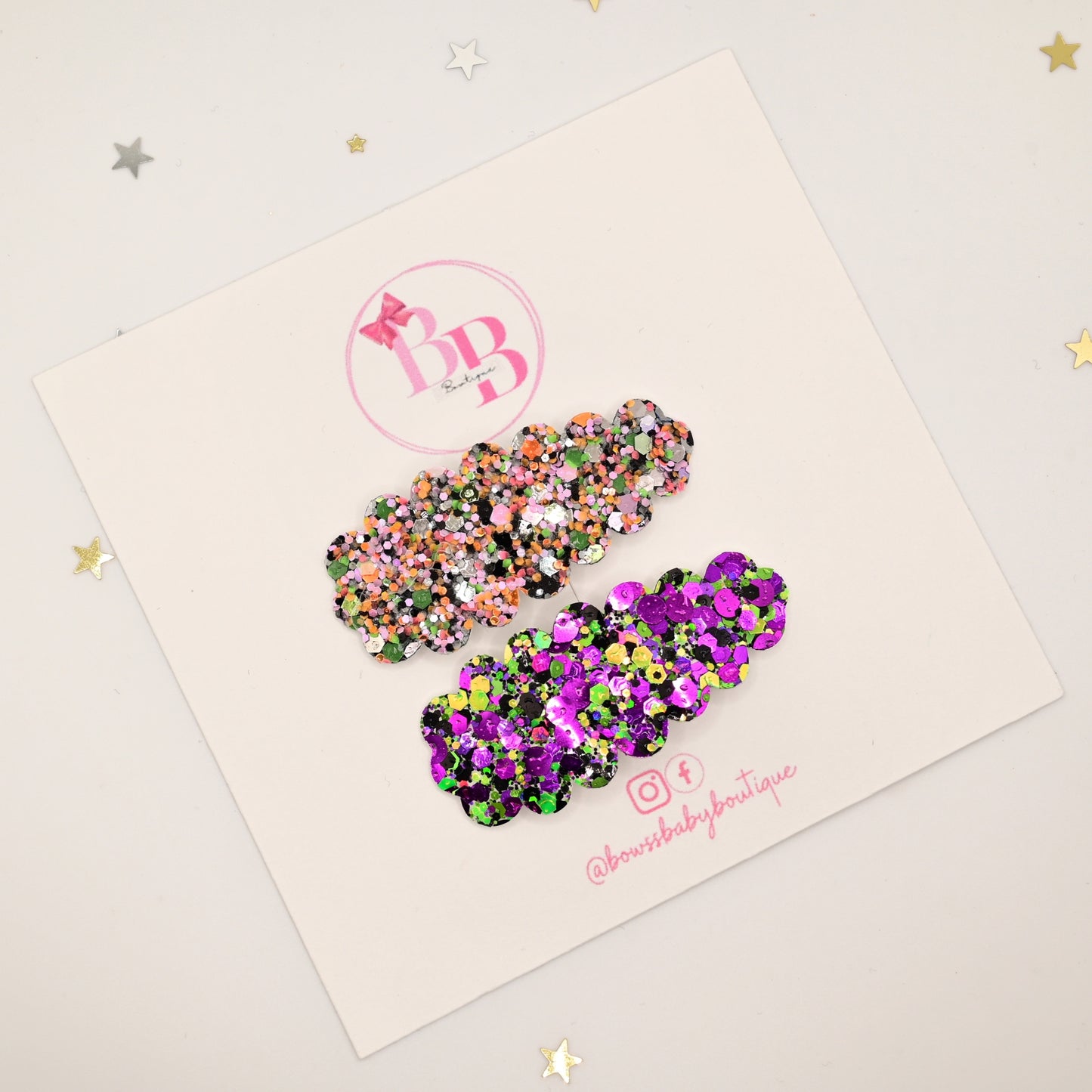 Glitter- 2" Snap clips